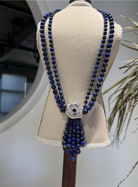 项链女蓝色首饰女多层高级青金石