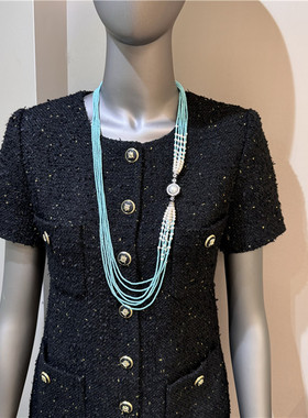 毛衣链女款蓝色首饰轻奢高级松石