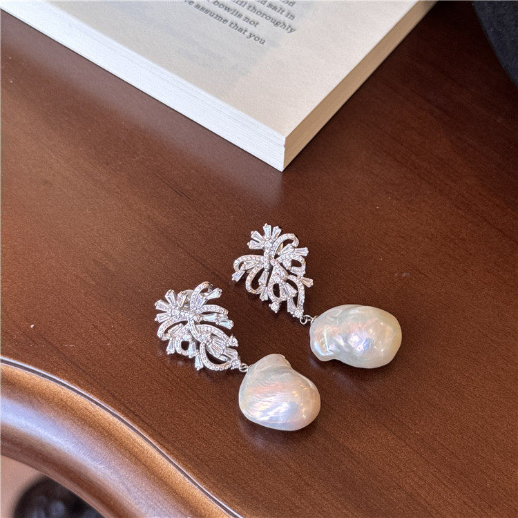 天然巴洛克异形珍珠耳环轻奢925纯银高级感耳饰女时尚气质防过敏,淘宝优惠券,粉丝福利购,淘宝优惠卷