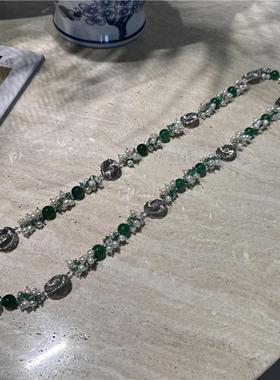 玉髓女绿色首饰女个性毛衣链珍珠