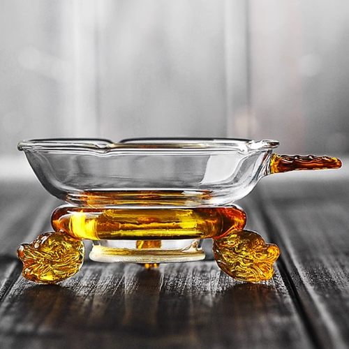 玻璃茶漏茶滤不锈钢过滤网茶隔公杯漏斗滤茶器一体耐热功夫茶具 - 图1