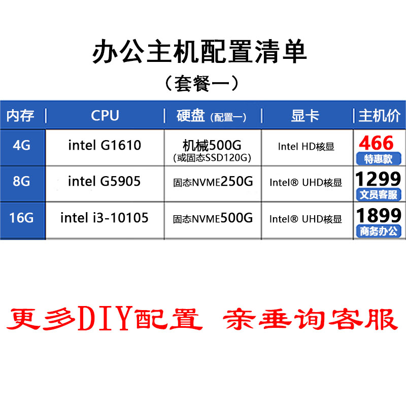 组装电脑主机台式游戏电竞i3i5i7i9水冷家用办公3d设计美工高配全 - 图0