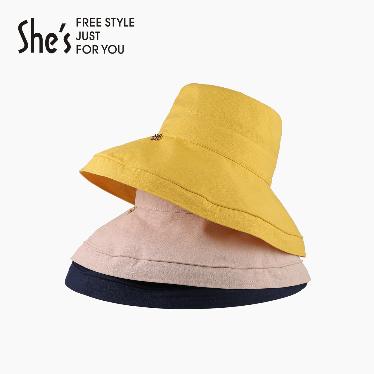 shes渔夫帽休闲折叠防晒太阳帽 shes饰品帽子