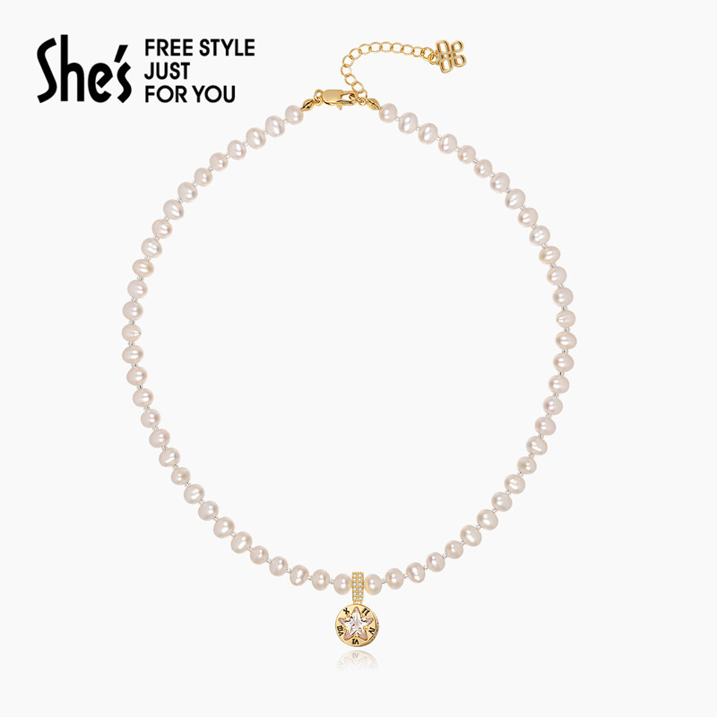 shes茜子珍珠美人原创微镶锁骨链 shes饰品项链
