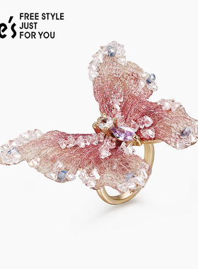 shes茜子轻奢原创刺绣蝴蝶戒指