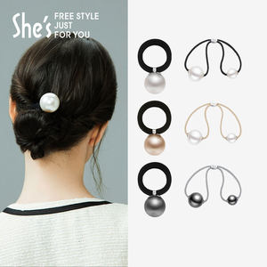 shes茜子凡尔赛工艺珍珠发圈皮筋马尾发饰高级感职场百搭发绳头饰