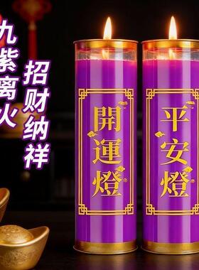 七天九紫开运灯紫色新款家用新年过年无烟天然植物酥油灯蜡烛供奉