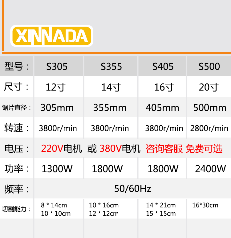 XINNADA /  S305精密锯铝机12寸1300W斜断锯界铝45度对角 - 图2