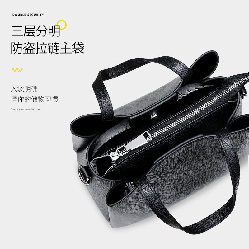 真皮女2020新款大容量简约手提包 七黛女士包袋