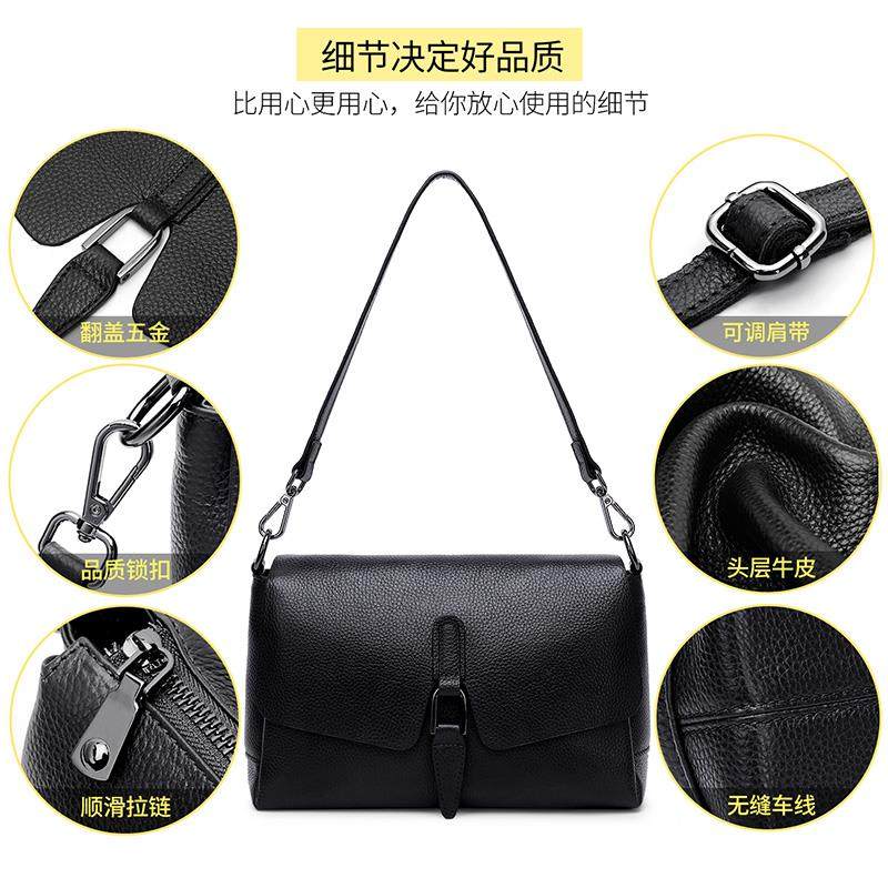 头层牛皮新款2020单肩大容量斜挎包 七黛女士包袋
