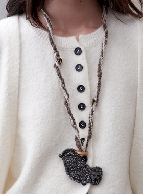 手工钩针牦牛绒耳机包+项链