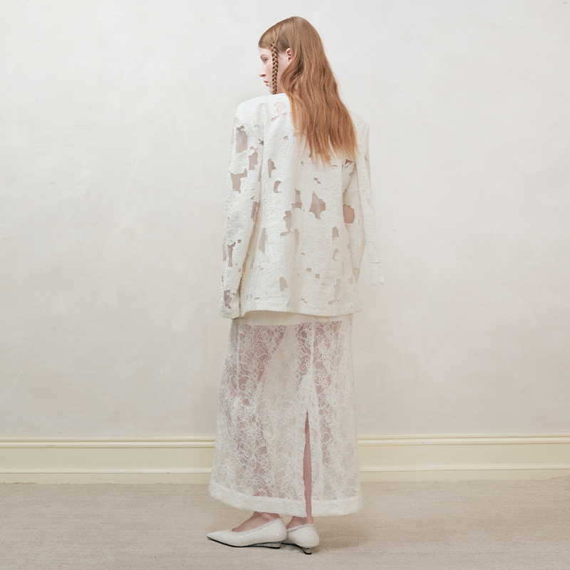 AnnoMundi创世纪元原创设计虚室生白蕾丝拼接半透明半身裙女-图2