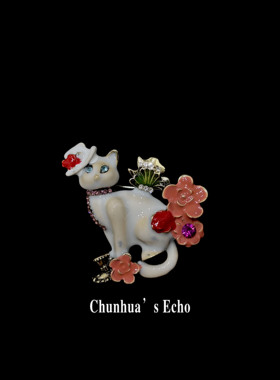 古着vintageNobleflower猫胸针