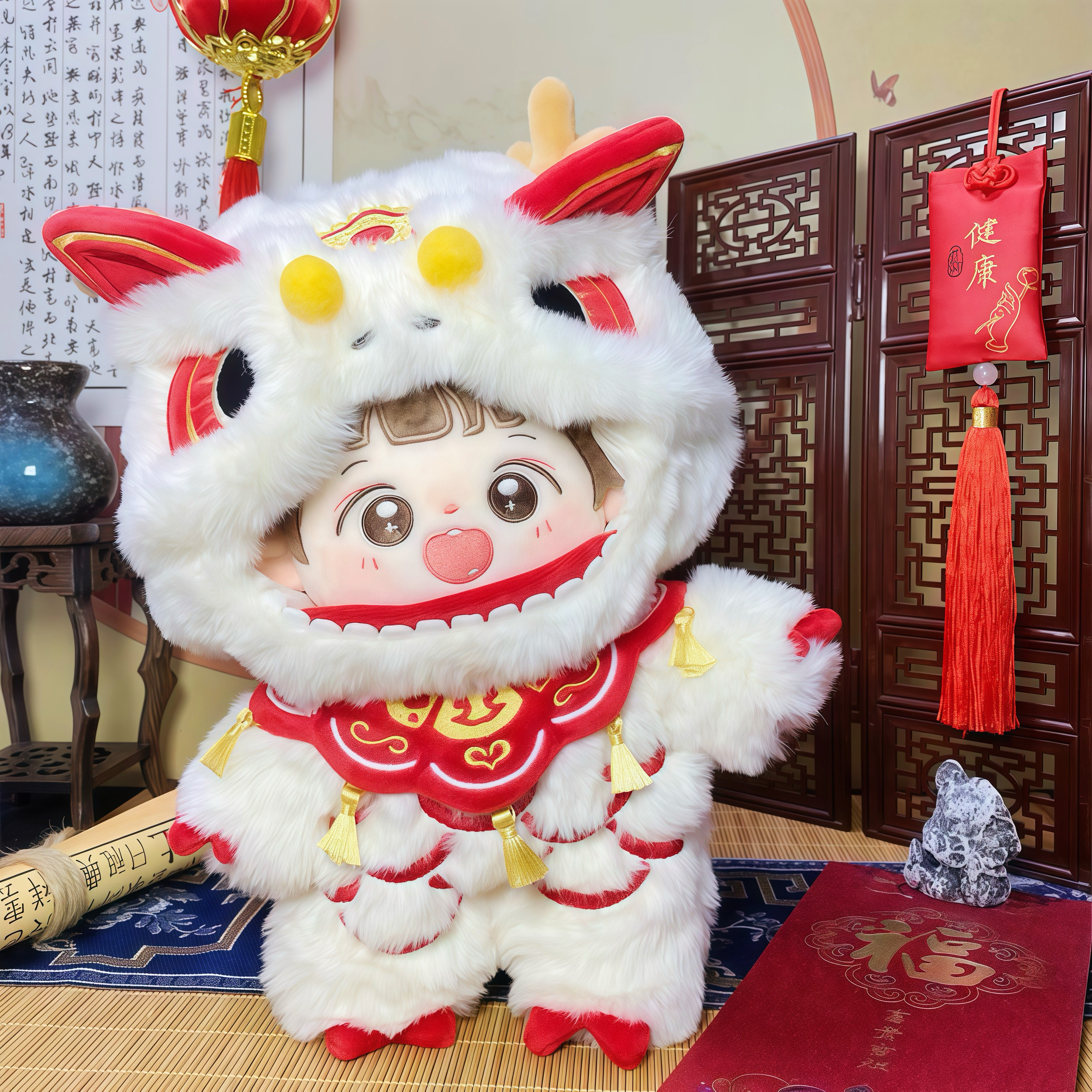 新年娃衣20cm棉花娃娃衣服小年兽毛绒套装拜年服可爱玩偶公仔换装,淘宝优惠券,粉丝福利购,淘宝优惠卷