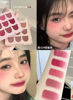 唇颊两用调色盘！腮红唇釉口红
