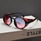 Sunshade round retro male and female punk sunglasses