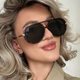 European and American retro aviator style double bridge toad sunglasses