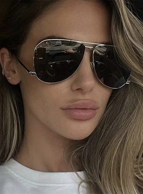 欧美复古金属朋克风飞行员式墨镜