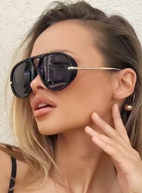 欧美复古大框双梁耳环吊坠太阳镜