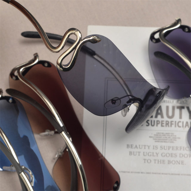 UV resistant retro women's frameless sunglasses