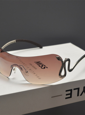 防紫外线连体复古女无框太阳眼镜