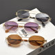 Anti-UV oval punk men's and women's double bridge sunglasses