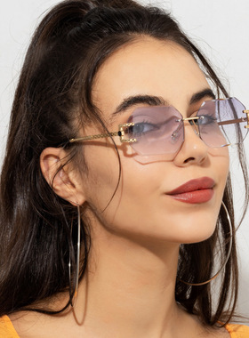 防紫外线多边形复古男女无框墨镜