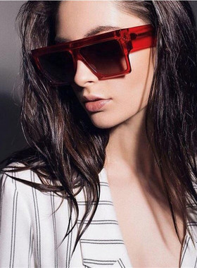 欧美复古方形大框眼镜女潮个性黑色墨镜男网红韩版一体连体太阳镜