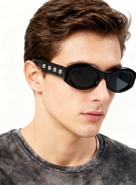 欧美复古多边形米钉太阳眼镜墨镜