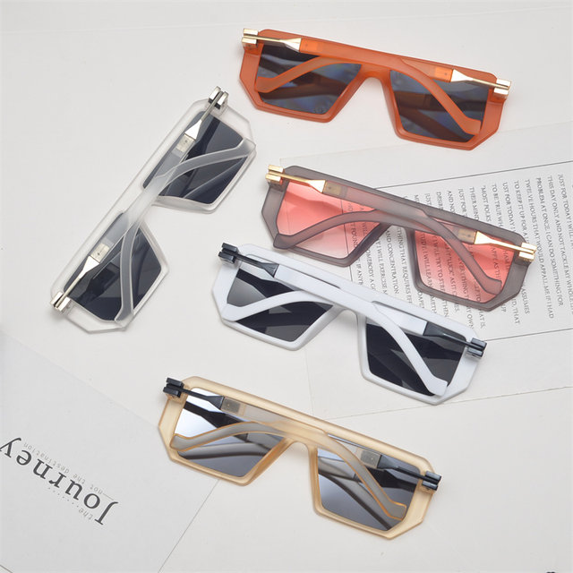 Anti-UV rectangular punk men's and women's patchwork sunglasses