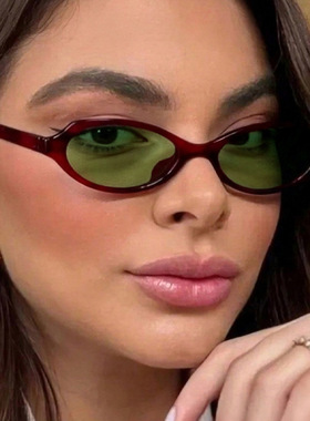 欧美复古时髦椭圆形小框太阳眼镜