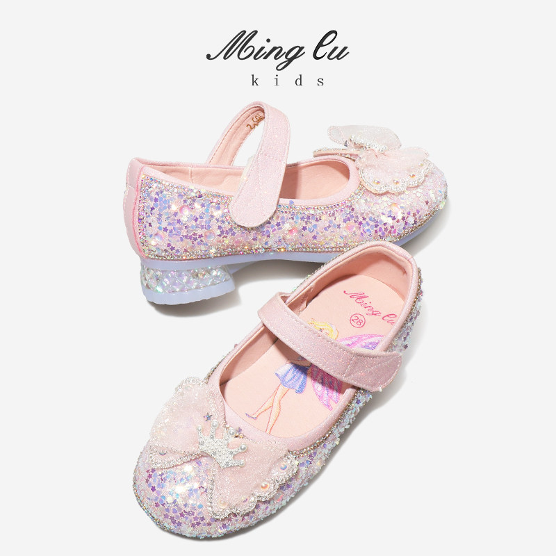 明璐女童公主水晶鞋爱莎鞋子春秋款儿童单鞋女孩高跟皮鞋宝宝单鞋,淘宝优惠券,粉丝福利购,淘宝优惠卷