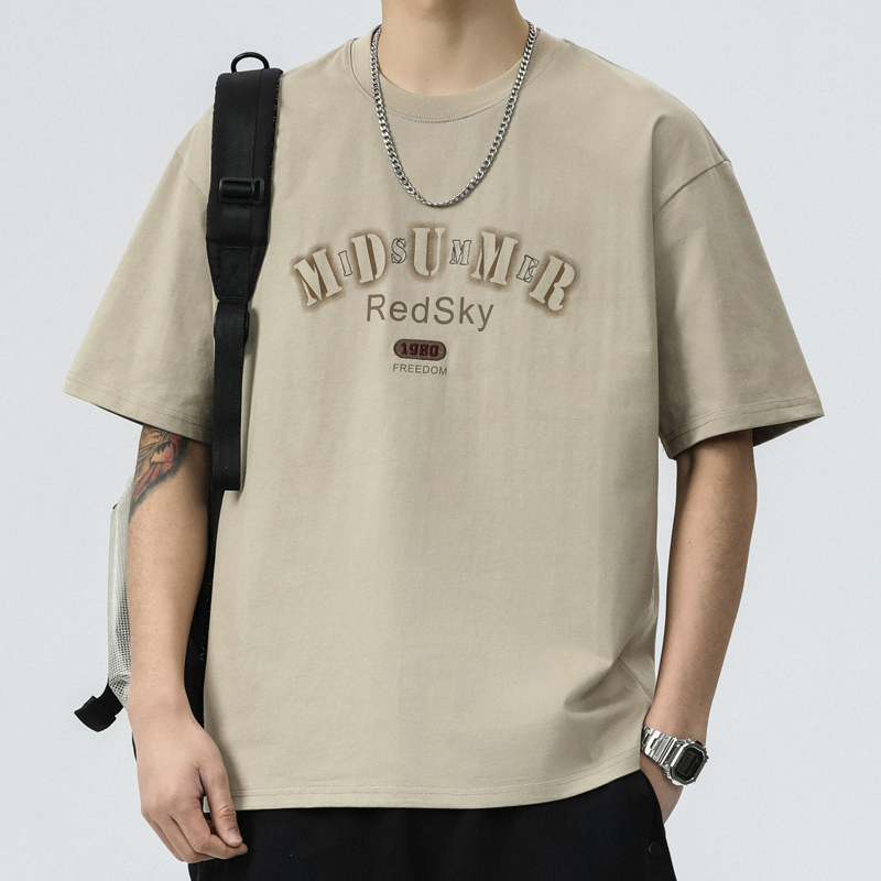 罗蒙短袖t恤男士2024新款夏季薄款简约男生体恤潮牌宽松休闲上衣