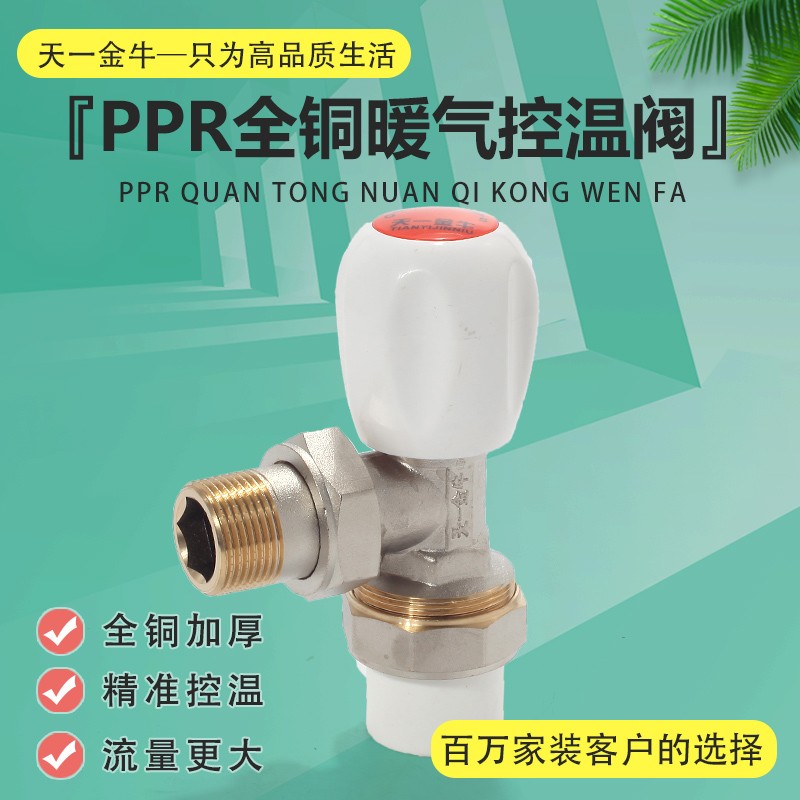 天一 金牛 散热器暖气片ppr6分专用温控阀门ppr6分铜温控角阀包邮