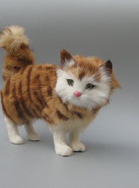 仿真花猫摆件皮毛工艺品