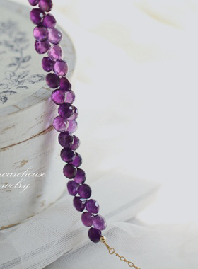 *小夏日*紫萱*印度天然浓郁紫水晶洋葱水滴14K包金手链仙女手串