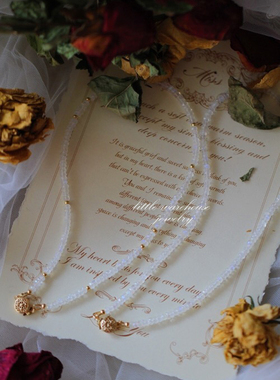 月光石原创仙女包金蕾丝锁骨链