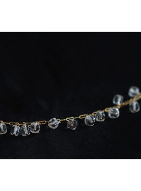 *小夏日*小冰块*好品质天然白水晶小方块14K包金云朵花生原创手链