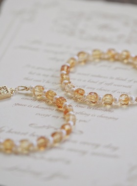 女黄水晶14K包金原创设计手链