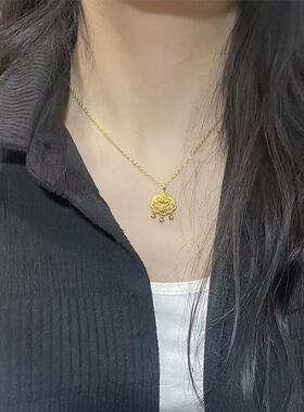 金店同款平安长命福锁项链