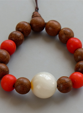 月=华4262清代新疆和田玉羊脂白玉籽料珠沉香木珠明代琉璃珠手串