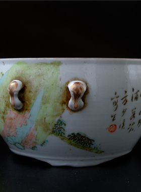晓=凤清代名家浅绛彩人物高士缸瓷器陶瓷文人瓷艺术品收藏