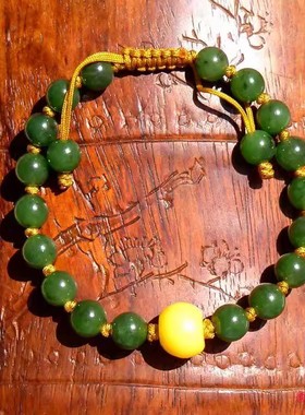 天然新疆和田玉珠琉璃珠手链