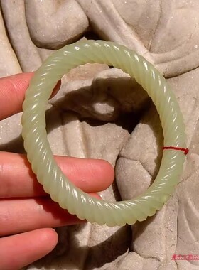 天然新疆和田玉籽料胶丝玉手镯子