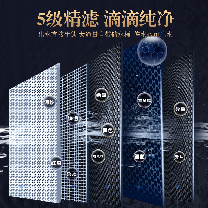 海尔净水器家用直饮加热一体壁挂式管线机ro反渗透厨房过滤净水机