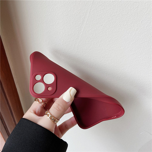 简约纯色波尔多酒红色16P适用苹果17promax手机壳iphoneAir全包防摔12气囊支架13镜头保护15plus可车载磁吸14 - 图2