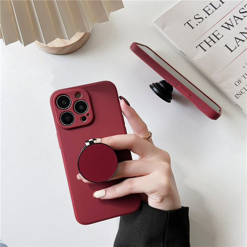 简约纯色波尔多酒红色16P适用苹果17promax手机壳iphoneAir全包防摔12气囊支架13镜头保护15plus可车载磁吸14 - 图0