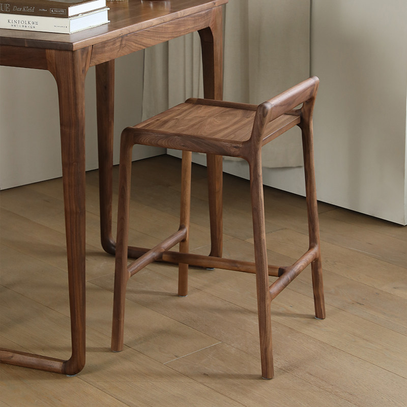 北美黑胡桃木吧台椅家用设计师实木吧凳新中式高脚凳高凳餐凳板凳,淘宝优惠券,粉丝福利购,淘宝优惠卷