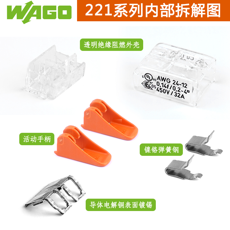 wago接线端子221-412/413/415/612/613/615/2411连接器整盒装 - 图1