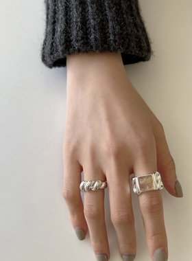 方糖麻花女925纯银时尚个性戒指